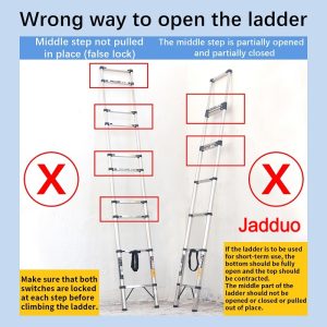Step 30cm Stainless Steel Single Telescopic Ladder with balance bar