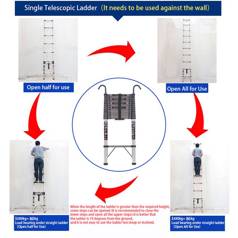Steel Single Telescopic Ladder with Hook5