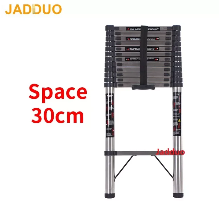 Step 30cm Stainless Steel Single Telescopic Ladder 2.0m-4.4m