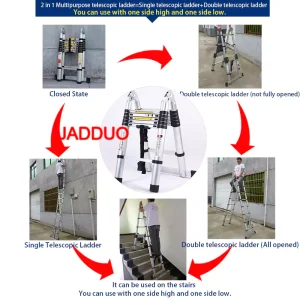 Aluminum 2 IN 1 Multipurpose Telescopic Ladder Portable A Frame Ladders