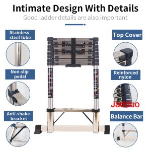 Stainless Steel Single Telescopic Ladder with balance bar