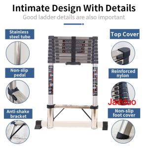 Step 30cm Stainless Steel Single Telescopic Ladder with balance bar