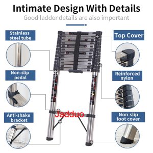 Stainless Steel Single Telescopic Ladder 1.9m-6.3m
