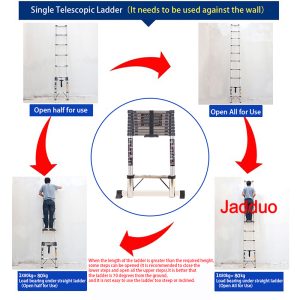 Stainless Steel Single Telescopic Ladder with balance bar
