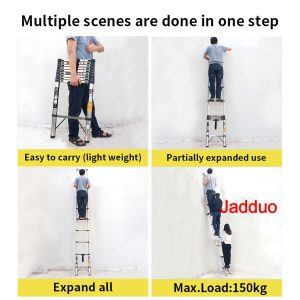 Stainless Steel Single Telescopic Ladder with balance bar