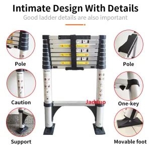 One-key telescopic ladder with round foot reliable telegraph pole