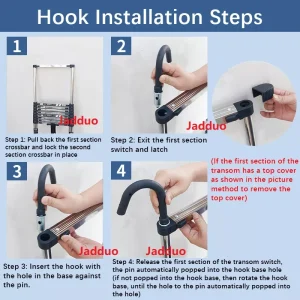Step 30cm Steel Single Telescopic Ladder with Hook