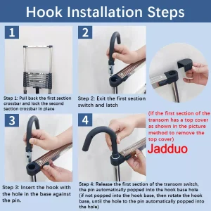 Step 30cm Steel Single Telescopic Ladder with Hook+Balance bar