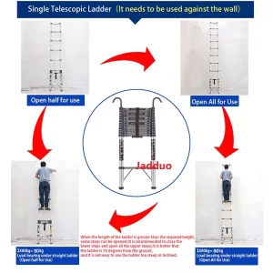 Step 30cm Steel Single Telescopic Ladder with Hook
