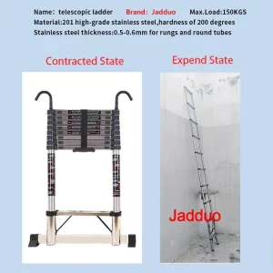 Steel Single Telescopic Ladder with Hook+Balance bar
