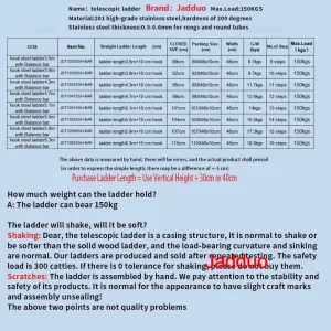 Steel Single Telescopic Ladder with Hook+Balance bar