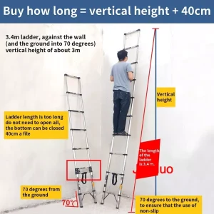 Steel Single Telescopic Ladder with Hook+Balance bar