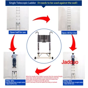 Step 30cm Steel Single Telescopic Ladder with Hook+Balance bar