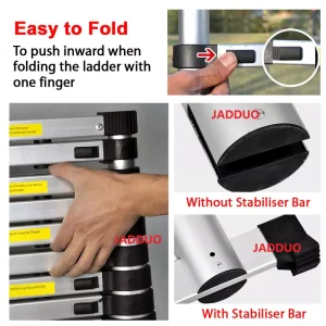 Single Telescopic Ladder with Stabilizer Bar