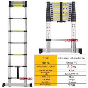 Single Telescopic Ladder with Stabilizer Bar