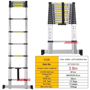 Single Telescopic Ladder with Stabilizer Bar