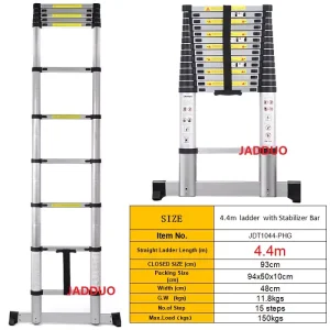 Single Telescopic Ladder with Stabilizer Bar