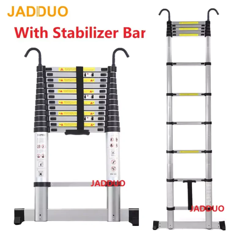 Hook Single Telescopic Ladder with Stabilizer Bar