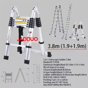 Aluminum 2 IN 1 Multipurpose Telescopic Ladder Portable A Frame Ladders