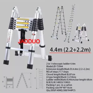 Aluminum 2 IN 1 Multipurpose Telescopic Ladder Portable A Frame Ladders