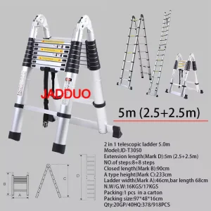 Aluminum 2 IN 1 Multipurpose Telescopic Ladder Portable A Frame Ladders