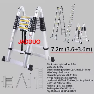 Aluminum 2 IN 1 Multipurpose Telescopic Ladder Portable A Frame Ladders