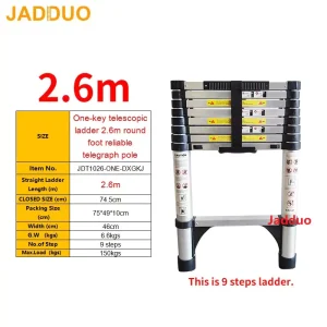 One-key telescopic ladder with round foot reliable telegraph pole