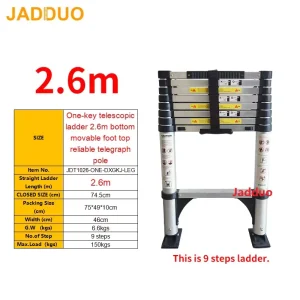 One-key telescopic ladder with bottom movable foot top reliable telegraph pole