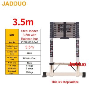 Stainless Steel Single Telescopic Ladder with balance bar