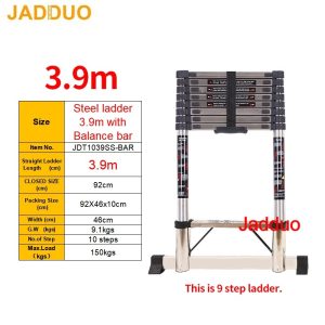 Stainless Steel Single Telescopic Ladder with balance bar