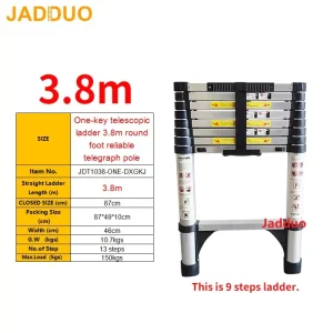 One-key telescopic ladder with round foot reliable telegraph pole