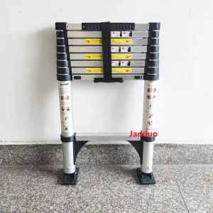 Jadduo telescopic ladder in use on indoor use real photo, showing perfect stability and high quality