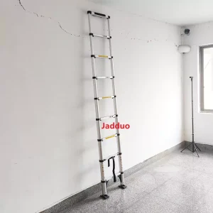 Jadduo telescopic ladder in use on indoor use real photo, showing perfect stability and high quality