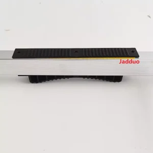 Close-up real photo of the one-key lock mechanism on Jadduo telescopic ladder, showing sturdy construction