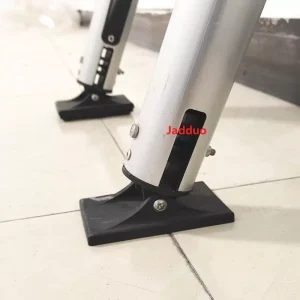 Close-up real photo of the one-key lock mechanism on Jadduo telescopic ladder, showing sturdy construction