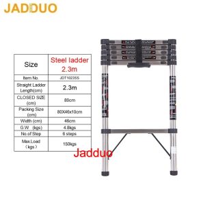 Stainless Steel Single Telescopic Ladder 1.9m-6.3m