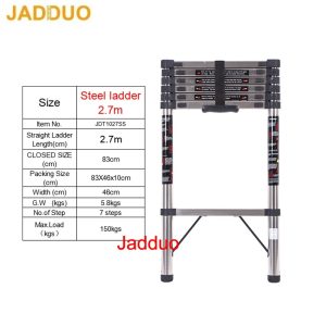 Stainless Steel Single Telescopic Ladder 1.9m-6.3m
