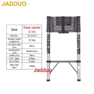 Stainless Steel Single Telescopic Ladder 1.9m-6.3m