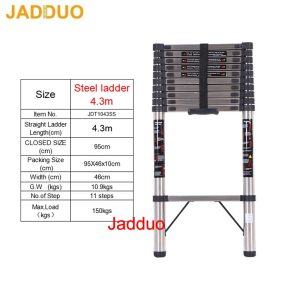 Stainless Steel Single Telescopic Ladder 1.9m-6.3m