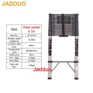 Stainless Steel Single Telescopic Ladder 1.9m-6.3m