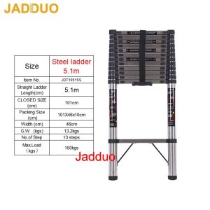Stainless Steel Single Telescopic Ladder 1.9m-6.3m