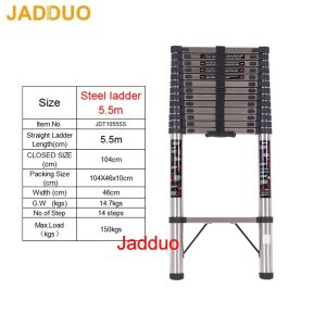Stainless Steel Single Telescopic Ladder 1.9m-6.3m