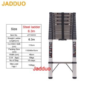Stainless Steel Single Telescopic Ladder 1.9m-6.3m