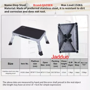Stainless steel one-step stepping stool