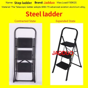 Black Iron Step Ladder Square Tube Treads with Rubber Skin