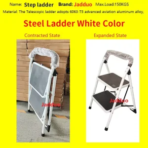 Low Handrail Steel Ladder White Color