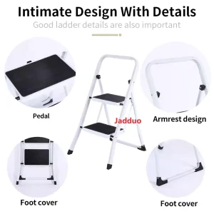 Square Tube White Iron Household Ladder Treads with Rubber Skin