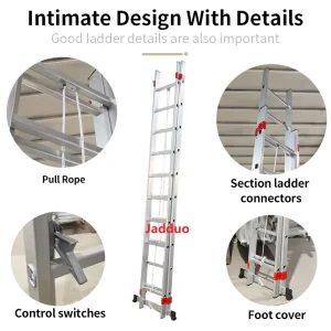 2 Section Ladder With Pulley and Rope