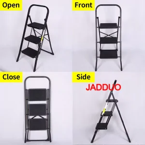 Black Iron Step Ladder Square Tube Treads with Rubber Skin