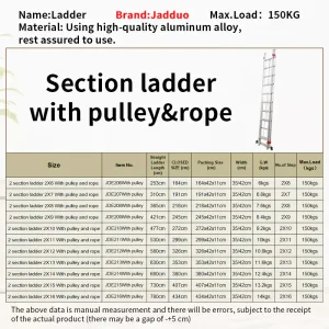 2 Section Ladder With Pulley and Rope